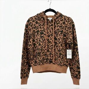 BP. Nordstrom $49 NWT Tan Dale Abstract Leopard Hoodie XS P2P 20-22” comfy